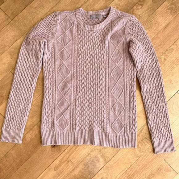 EVOLUTION HEATHER PURPLE CABLE KNIT SPRING SWEATER NEW WITH TAGS SIZE SMALL - Picture 6 of 6